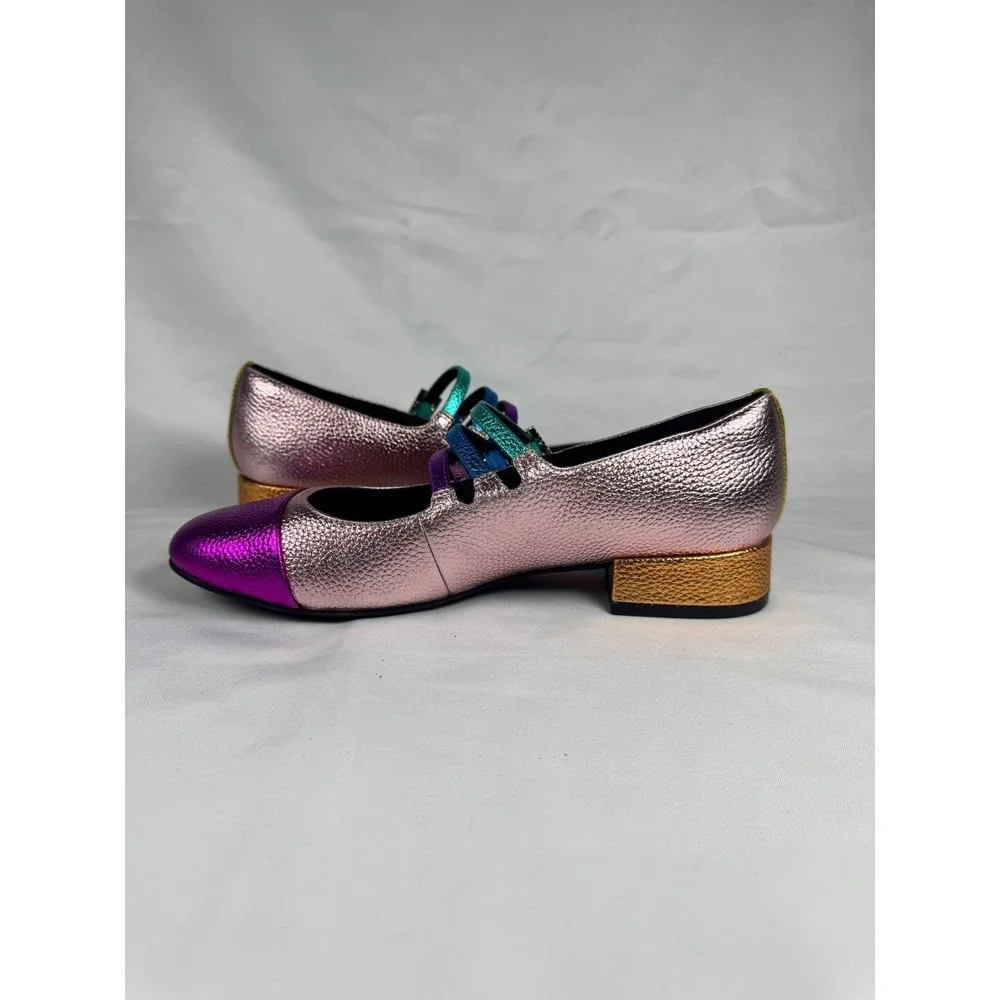 Kurt Geiger London Pierra Low Womens EU 36 US 6 Mary Jane Metallic Pink Shoes